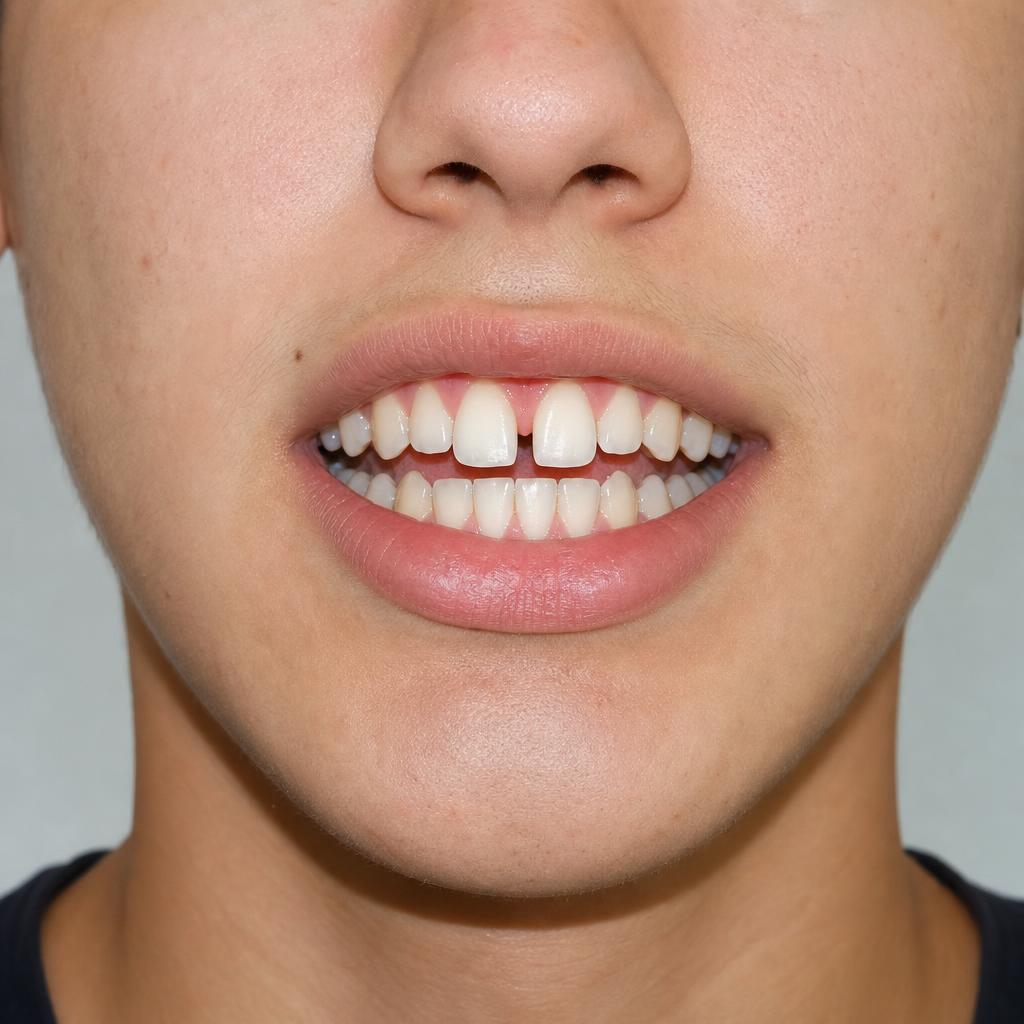 Same teen smile after treatment with closed spaces and a corrected bite